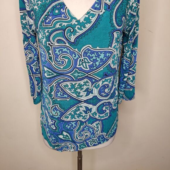 Chico's Travelers Top Floral Stretch Open Back - Picture 4 of 10